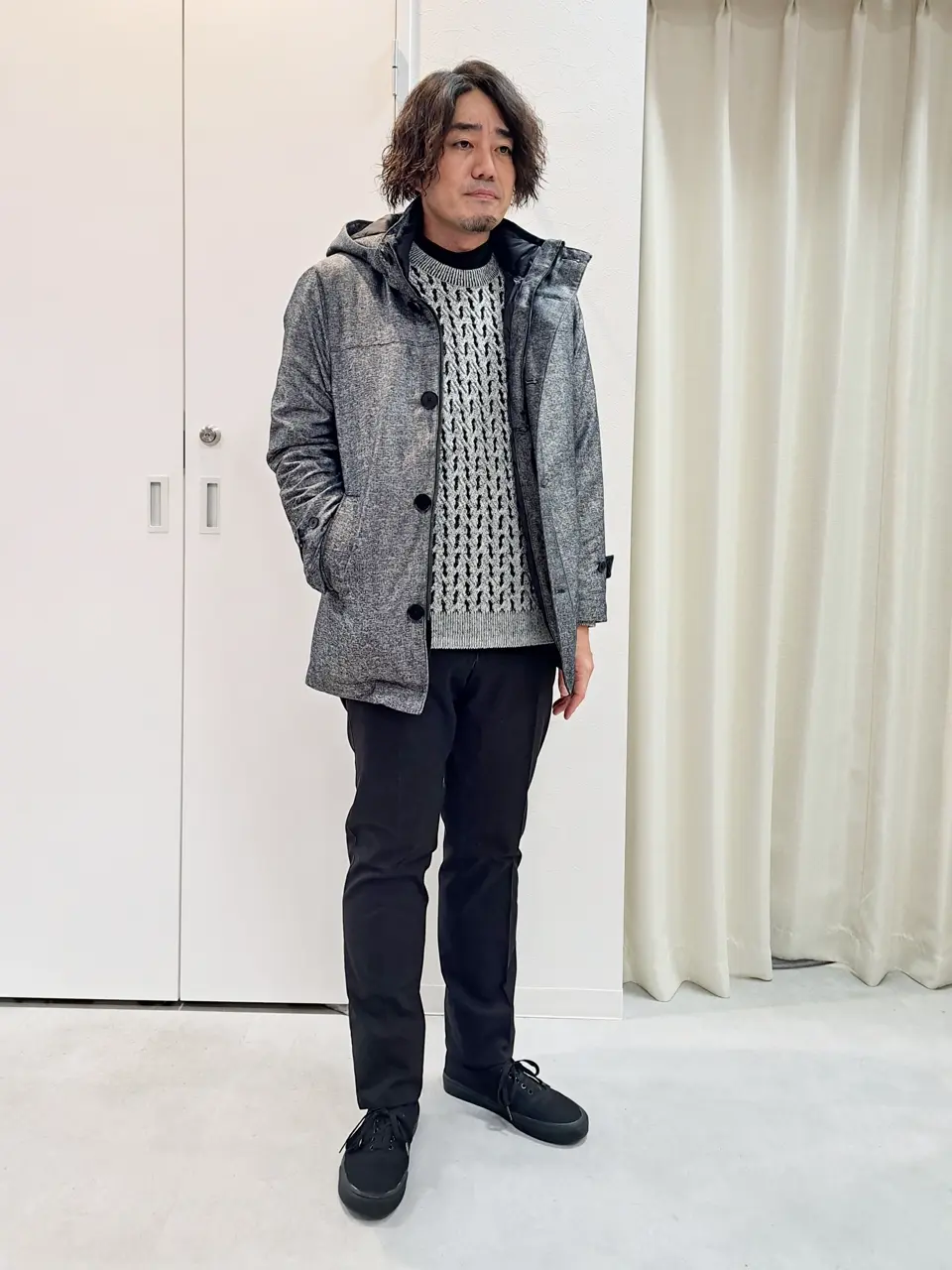 【美品】【かっこいい】JOSEPH HOMMEフード付きジャケット⭐️ クールドッツストレッチ ジャケット（JKJHCM0301