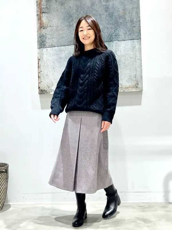 【新品タグ付き】ONWARDスカートXLネイビー系 タイトスカート／ウォッシャブル／PEジョーゼット／無地 | SUIT