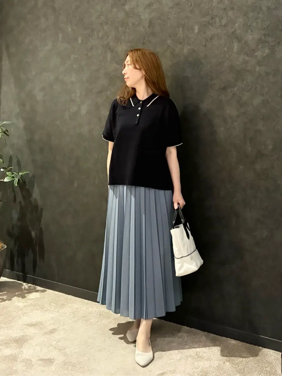 【新品タグ付き】ONWARDスカートXLネイビー系 セットアップ対応】トリアセダブルジョーゼット スカート （ミニ