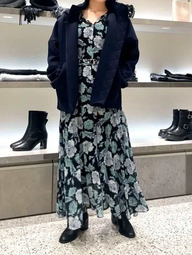 GRACE CONTINENTAL フラワープリントラップワンピース 38